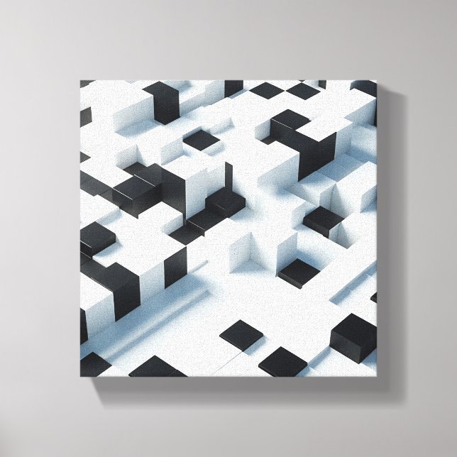 Modern Minimalist 3D Isometric Cubes - Abstract Bl Canvas Print (Front)