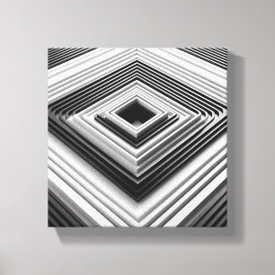 Modern Minimalist 3D Nested Squares Art - Abstract Canvas Print