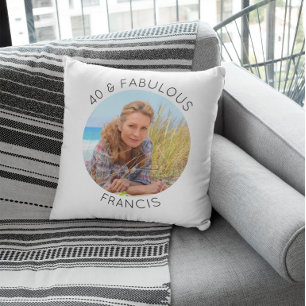 Modern Minimalist 40 & Fabulous Photo Cushion
