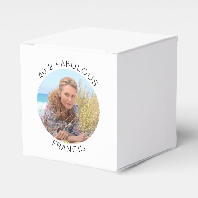 Modern Minimalist 40 & Fabulous Photo Favour Box (Front Side)