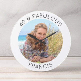 Modern Minimalist 40 & Fabulous Photo Large Clock