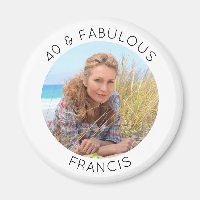Modern Minimalist 40 & Fabulous Photo Magnet (Front)