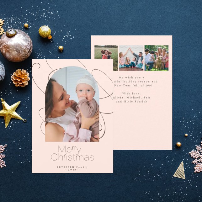 Modern minimalist 4 photo Christmas Holiday Card (Creator Uploaded)