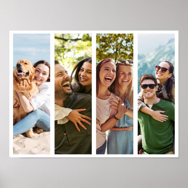 Modern Minimalist 4 Photo Collage Poster (Front)