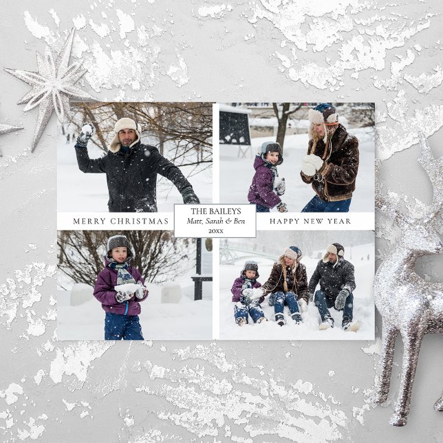 Modern Minimalist 4-Photo with Text Postcard (Creator Uploaded)