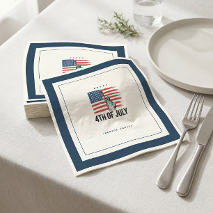 Modern Minimalist 4th of July Patriotic BBQ Party Napkin