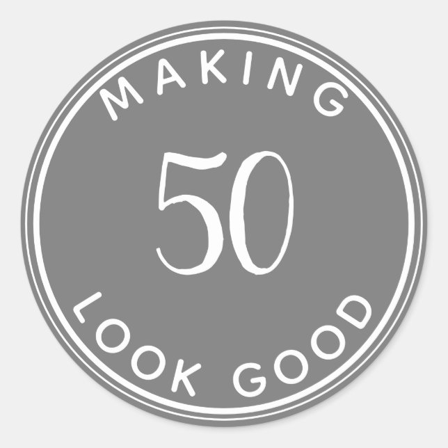 Modern Minimalist 50th Birthday  Classic Round Sticker (Front)