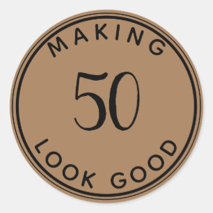 Modern Minimalist 50th Birthday  Classic Round Sticker