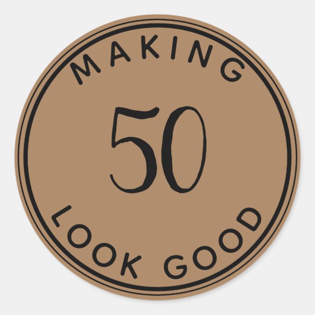 Modern Minimalist 50th Birthday  Classic Round Sticker (Front)