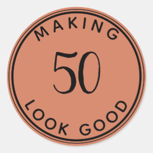 Modern Minimalist 50th Birthday  Classic Round Sticker
