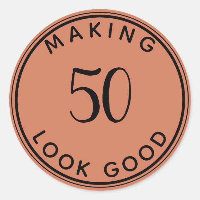Modern Minimalist 50th Birthday  Classic Round Sticker (Front)