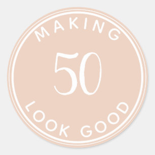 Modern Minimalist 50th Birthday Classic Round Sticker