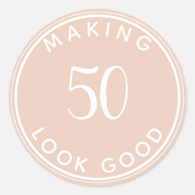 Modern Minimalist 50th Birthday  Classic Round Sticker (Front)