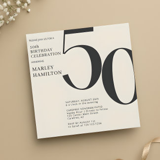 Modern Minimalist 50th Birthday Invitation