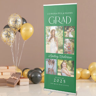 Modern Minimalist 5 Photo Congratulations Graduate Retractable Banner