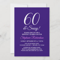 Modern Minimalist 60 and Sassy Purple Birthday