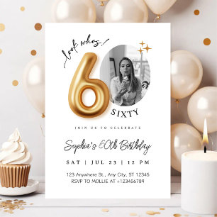 Modern Minimalist 60th Birthday Photo Invitation