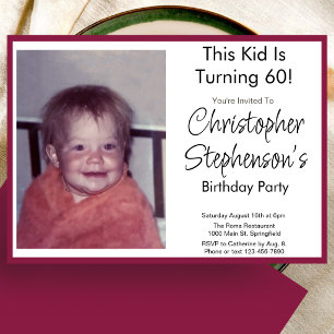Modern Minimalist 60th Birthday Photo Invitation