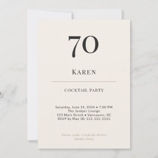Modern Minimalist 70th Birthday Cocktail Party Invitation