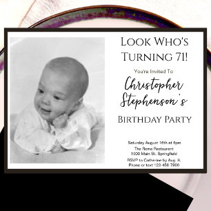 Modern Minimalist 71st Birthday Photo Invitation