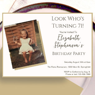 Modern Minimalist 71st Birthday Photo Invitation