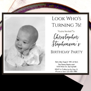 Modern Minimalist 76th Birthday Photo Invitation
