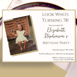 Modern Minimalist 78th Birthday Photo Invitation