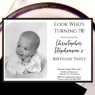 Modern Minimalist 78th Birthday Photo Invitation