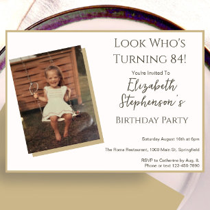 Modern Minimalist 84th Birthday Photo Invitation