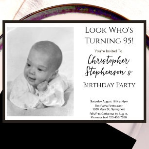 Modern Minimalist 95th Birthday Photo Invitation