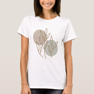 Modern Minimalist Abstract Floral Line Art Drawing T-Shirt