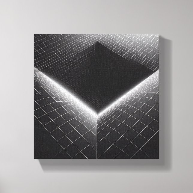 Modern Minimalist Abstract Grid Void - 3D Wirefram Canvas Print (Front)