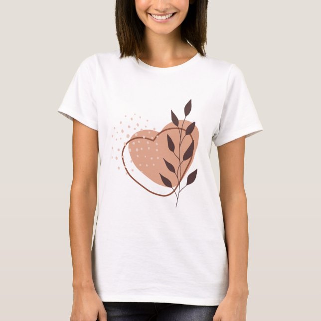 Modern Minimalist Abstract Heart Line Art Drawing T-Shirt (Front)