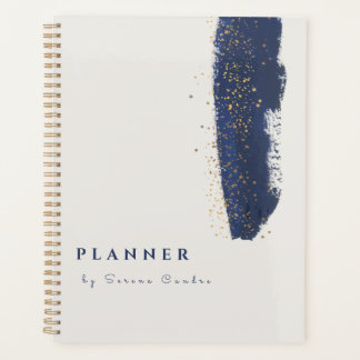 Modern Minimalist Abstract Indigo Brush Stroke  Planner