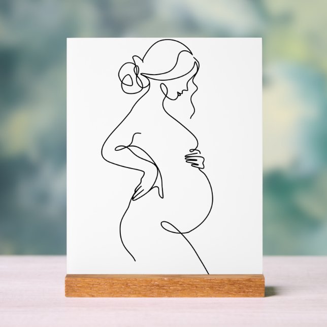 Modern Minimalist Abstract Line Art Drawing Acrylic Sign (Neutral)