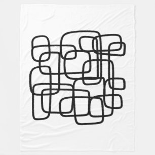 Modern Minimalist Abstract Line Art Fleece Blanket