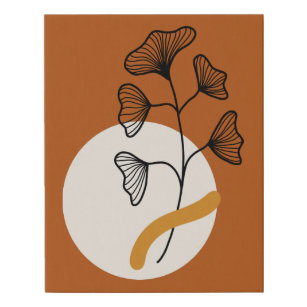 Modern Minimalist Abstract Shapes And Plant Faux Canvas Print