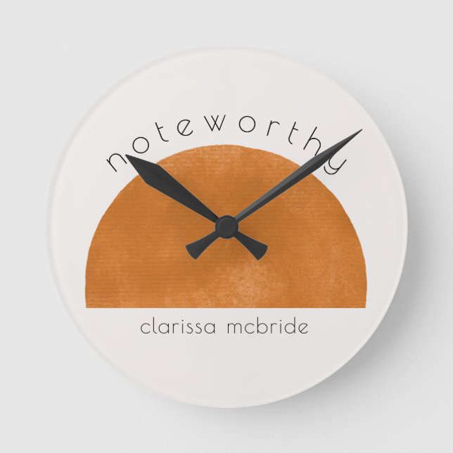 Modern Minimalist Abstract Sun Personalised  Round Clock (Front)