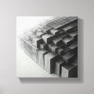 Modern Minimalist Abstract Wireframe Cubes - 3D  Canvas Print