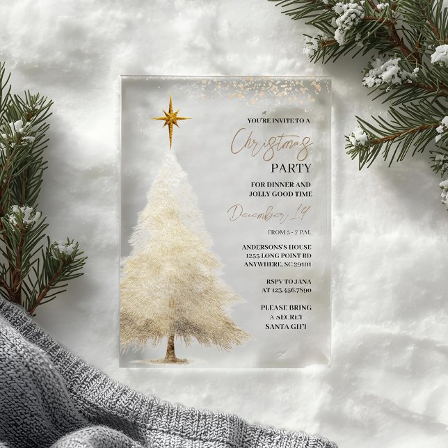 Modern Minimalist Acrylic Christmas Party Invitations (Creator Uploaded)