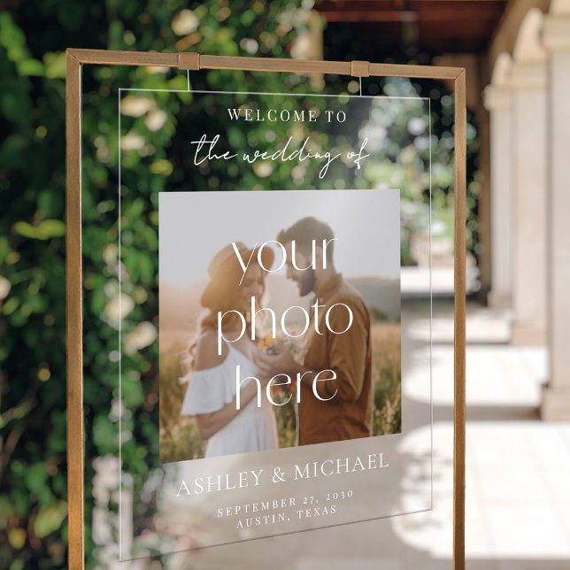 Modern Minimalist Acrylic Photo Wedding Sign (Modern Minimalist Acrylic Photo Wedding Sign)