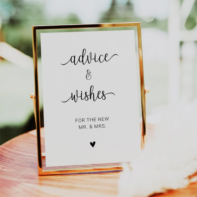 Modern Minimalist Advice And Wishes Wedding Sign Invitation (Modern Minimalist Advice And Wishes Wedding Sign Invitation)