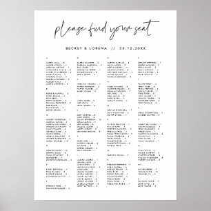 Modern Minimalist Alphabetical seating chart