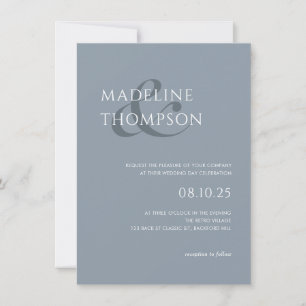 Modern Minimalist Ampersand Pale Blue Wedding Invitation