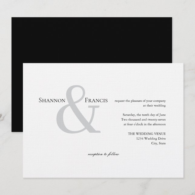 Modern Minimalist Ampersand Wedding Invitation (Front/Back)