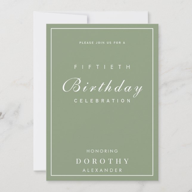 Modern Minimalist ANY Milestone Adult Birthday Invitation (Front)