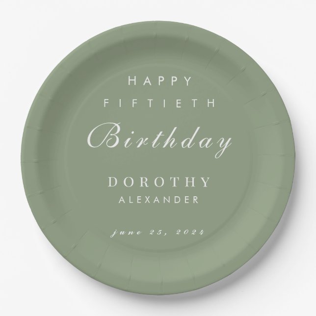 Modern Minimalist ANY Milestone Adult Birthday Paper Plate (Front)