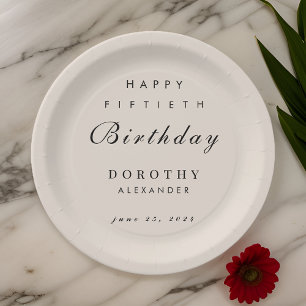 Modern Minimalist ANY Milestone Adult Birthday Paper Plate