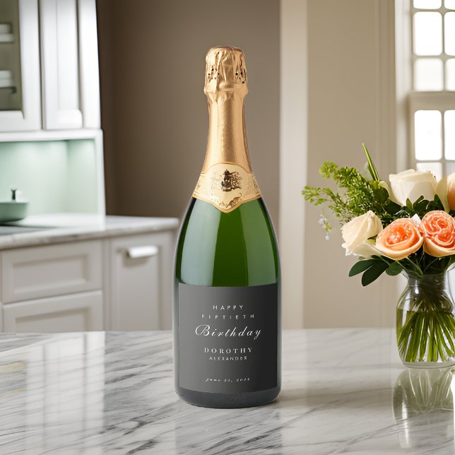 Modern Minimalist ANY Milestone Adult Birthday Sparkling Wine Label (Creator Uploaded)