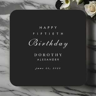 Modern Minimalist ANY Milestone Adult Birthday Square Paper Coaster